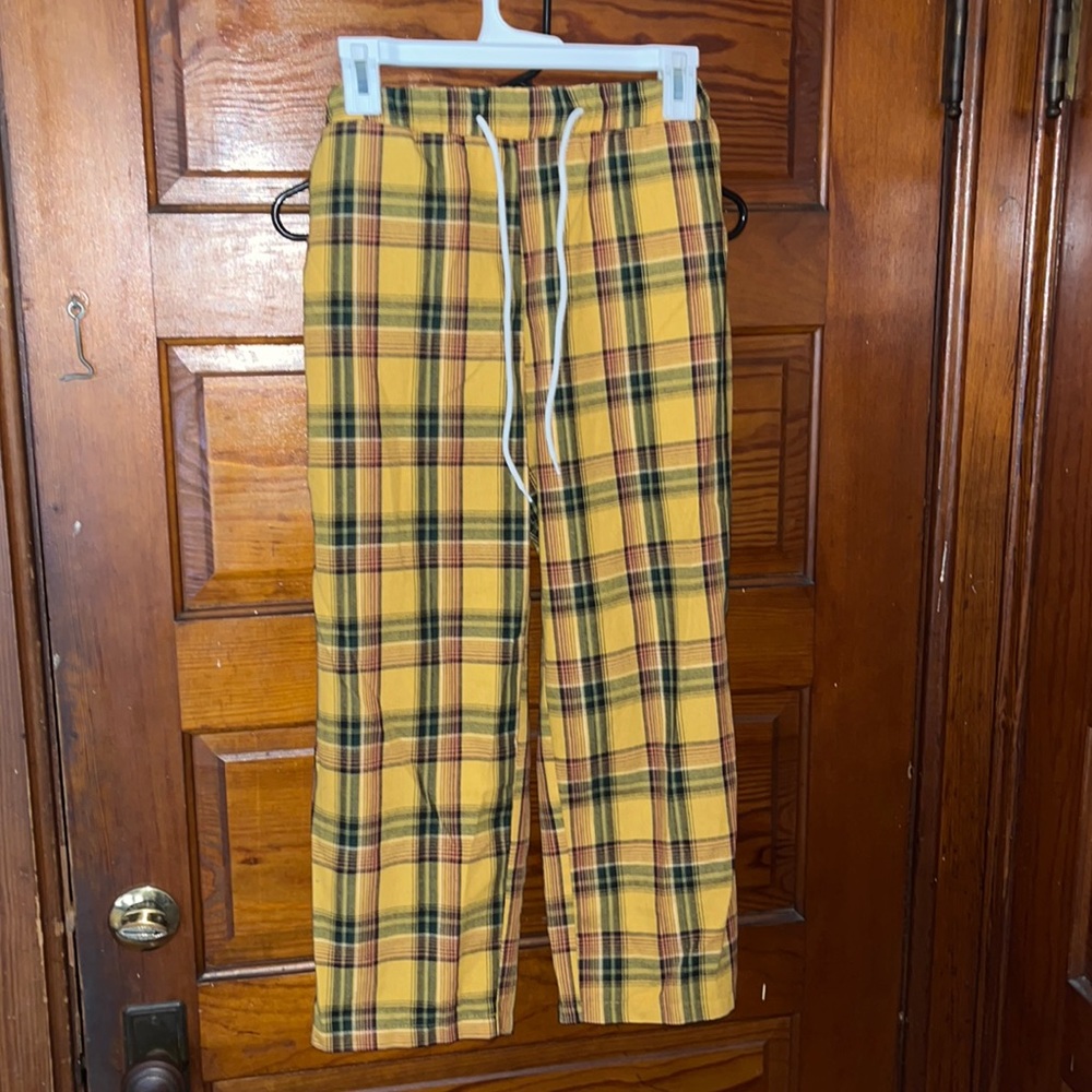 Yellow plaid pants